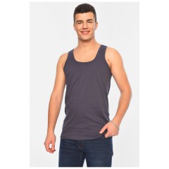 Майка чоловіча однотонна темно-сірого кольору 196136L Майка чоловіча однотонна темно-сірого кольору 196136L