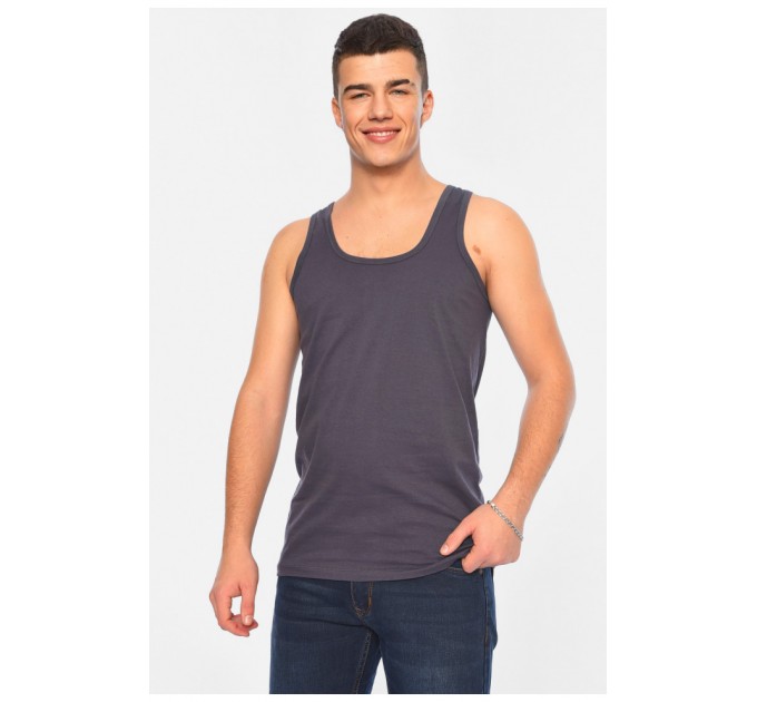 Майка чоловіча однотонна темно-сірого кольору 196136L