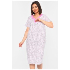 Нічна сорочка жіноча напівбатальна білого кольору з принтом 196285L