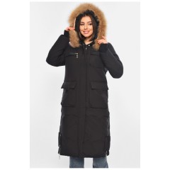 Женская куртка удлиненная зима черного цвета 196309L