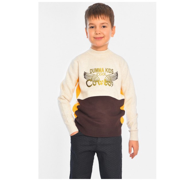 Светр дитячий для хлопчика молочного кольору 196333L