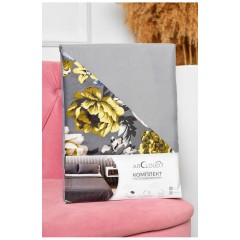 Комплект постільної білизни півтораспальний з принтом сірого кольору 196787L