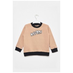 Світшот дитячий для хлопчика на невеличкому флісі бежевого кольору 197171L Світшот дитячий для хлопчика на невеличкому флісі бежевого кольору 197171L