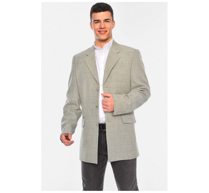 Мужской пиджак однотонный серого цвета 197264L
