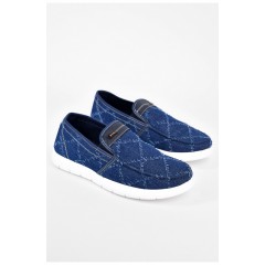 Мокасини чоловічі синього кольору текстиль 197594L