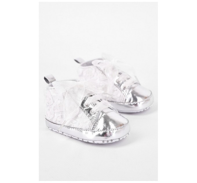 Пінетки дитячі для дівчинки срібного кольору 198328L