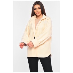 Женское пальто демисезонное бежевого цвета 198386L