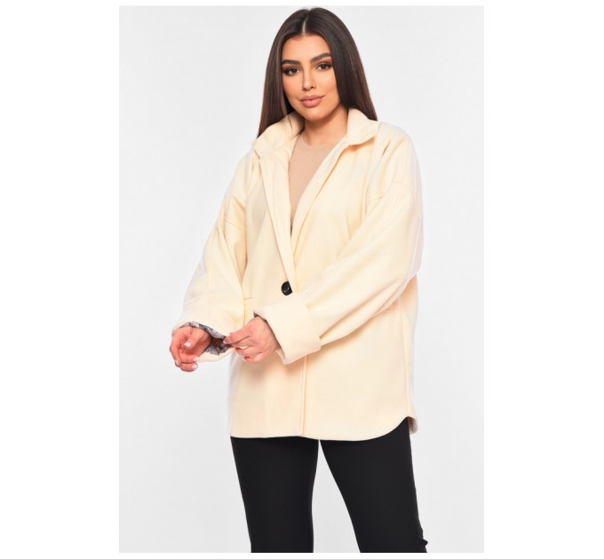 Женское пальто демисезонное бежевого цвета 198386L