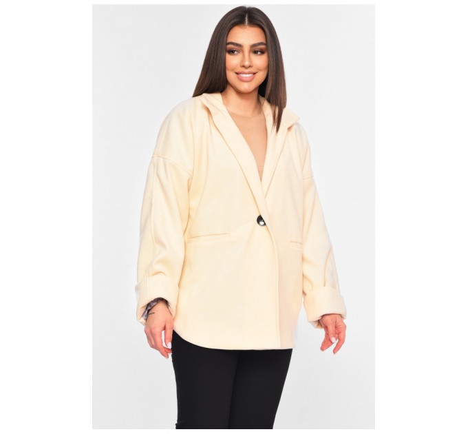 Пальто женское демисезонное бежевого цвета 198391L