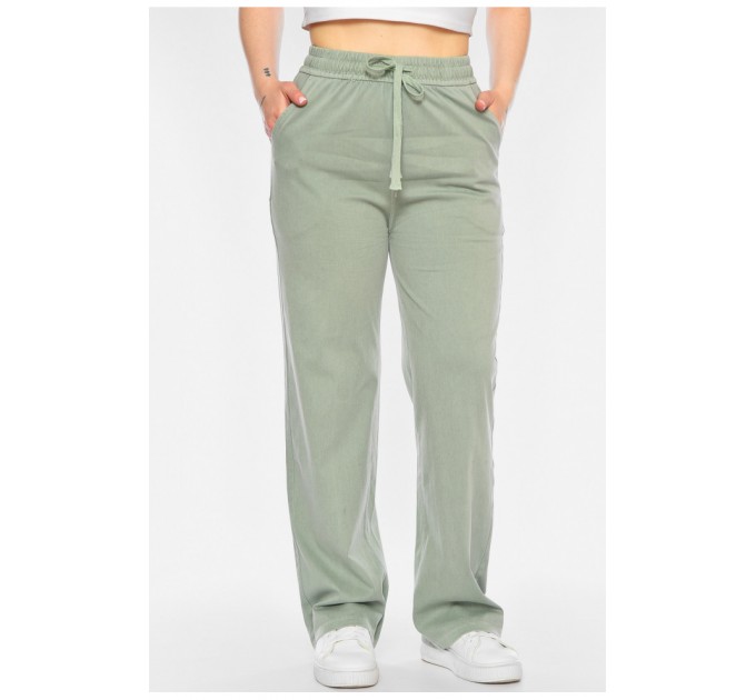 Брюки женские расклешенные мятного цвета 198438L