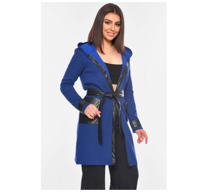 Кардиган жіночий однотонний темно-синього кольору 198766L