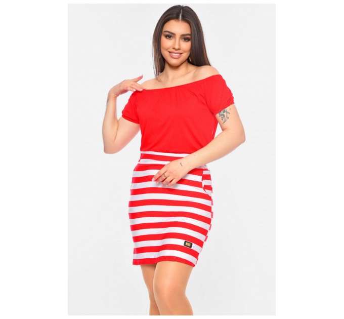 Сукня жіноча в смужку червоного кольору 198814L