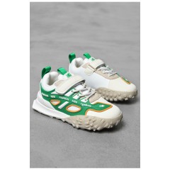 Детские кроссовки бело-зеленого цвета на лепучке 199590L