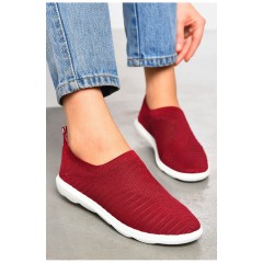 Мокасини жіночі бордового кольору текстиль 199837L