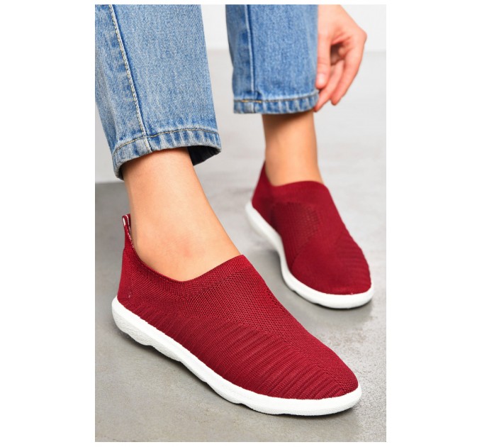 Мокасини жіночі бордового кольору текстиль 199837L