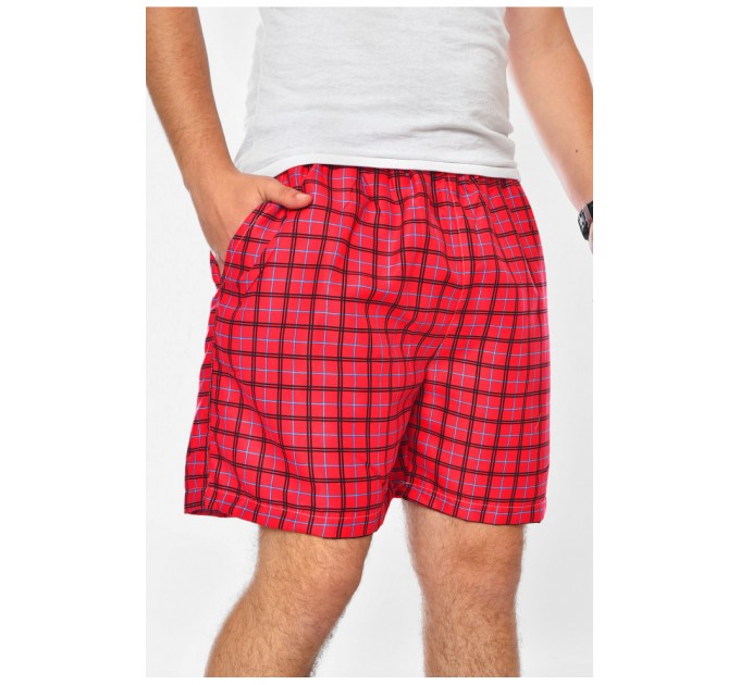 Шорты мужские батальные малинового цвета с принтом 199961L.