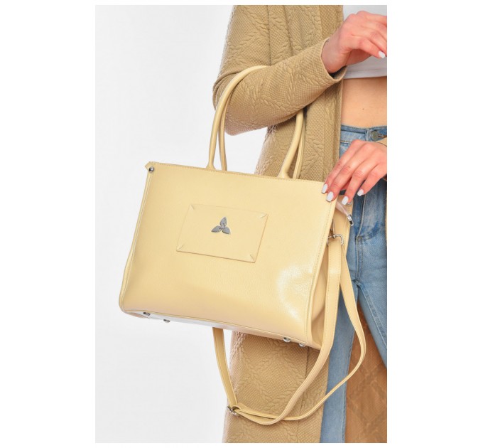 Сумка женская из экокожи молочного цвета 200327L