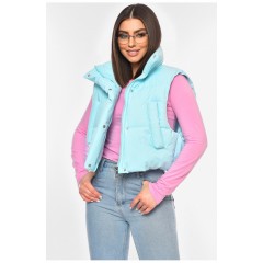 Женская жилетка однотонная светло-голубого цвета 200560L Женская жилетка однотонная светло-голубого цвета 200560L