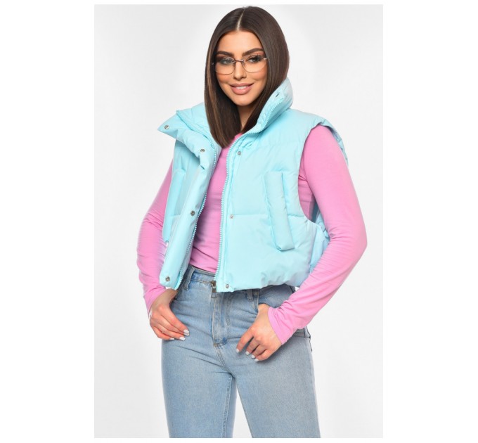 Жилетка жіноча однотонна світло-блакитного кольору 200560L