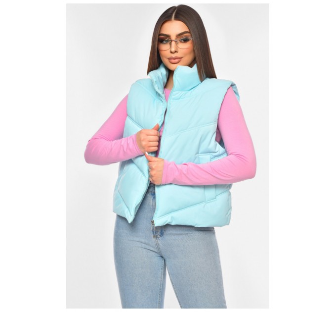Женская жилетка однотонная светло-голубого цвета 200561L