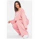 Костюм жіночий однотонний у рубчик рожевого кольору 200907L
