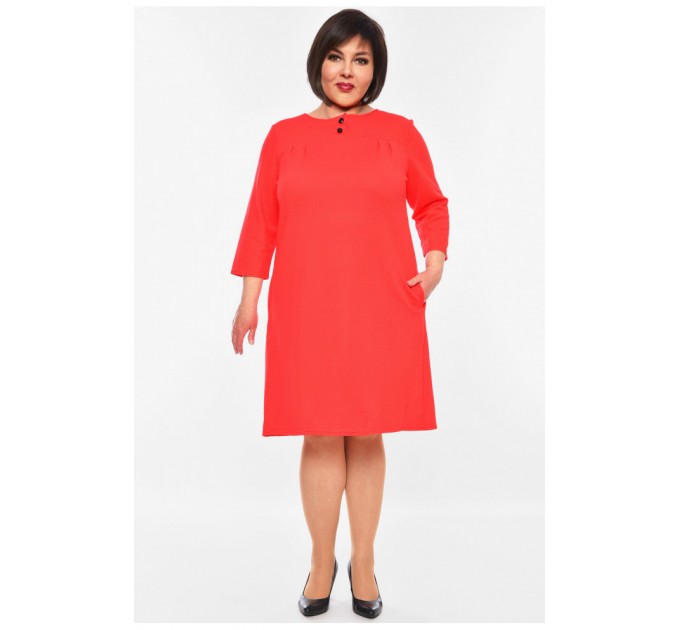 Платье женское батальное красного цвета 201100L