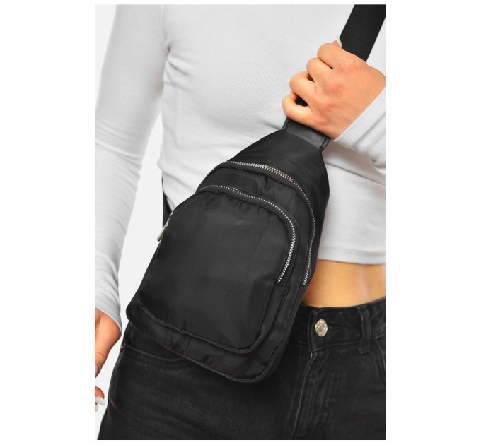 Бананка жіноча однотонна чорного кольору 201203L