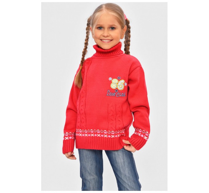 Свитер детский для девочки красного цвета 201645L