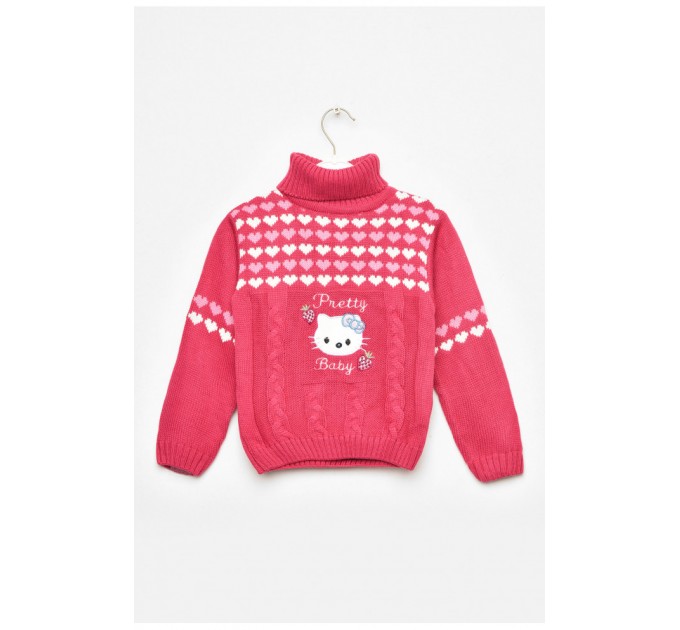 Светр дитячий для дівчинки темно-рожевого кольору 201655L