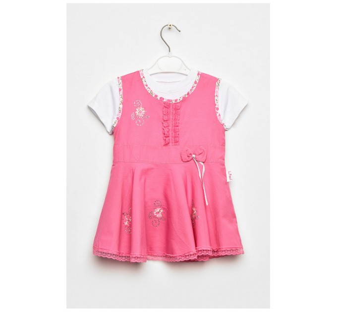 Сарафан+футболка детские для девочки светло-розового цвета 201674L