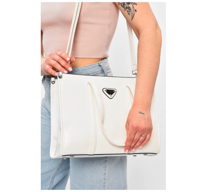 Сумка женская из экокожи белого цвета 201798L