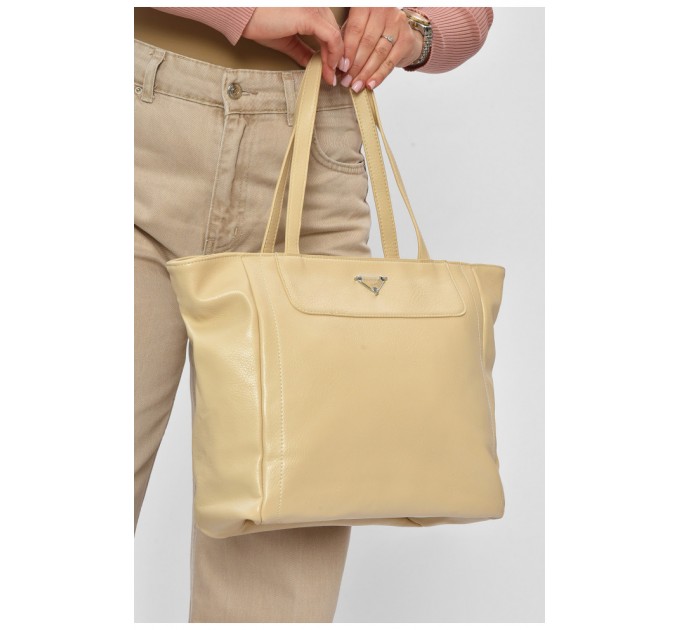 Сумка женская из экокожи бежевого цвета 201813L