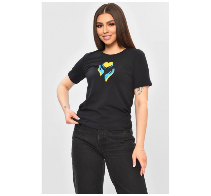 Женская футболка черного цвета с принтом 201933L