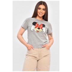 Футболка жіноча сірого кольору з принтом 202107L
