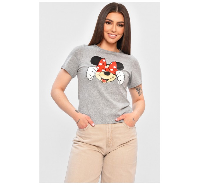 Футболка жіноча сірого кольору з принтом 202107L