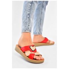 Шлепанцы женские красного цвета 202120L Шлепанцы женские красного цвета 202120L