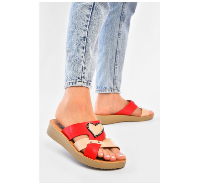 Шльопанці жіночі червоного кольору 202120L