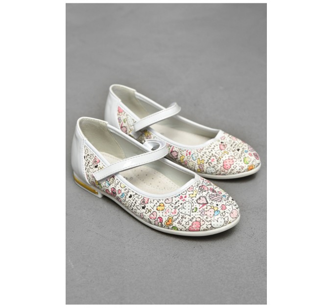 Балетки дитячі для дівчинки білого кольору 202243L