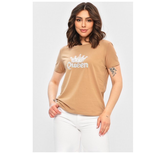 Женская футболка бежевого цвета с принтом 202250L
