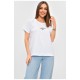Футболка жіноча однотонна білого кольору з написом 202313L