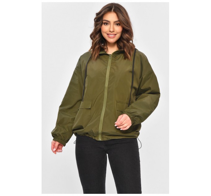 Вітровка жіноча однотонна кольору хакі 202403L