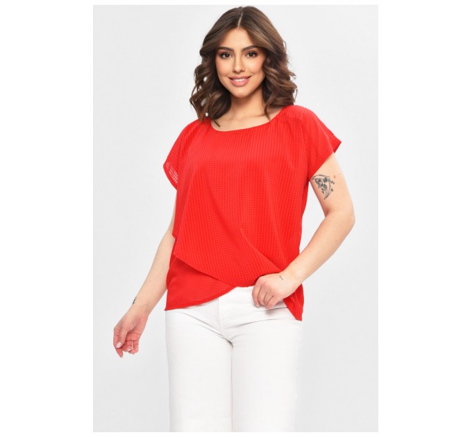 Блуза жіноча однотонна червоного кольору 202698L