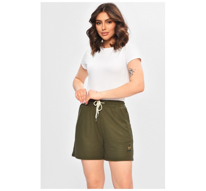 Шорти жіночі однотонні кольору хакі 202866L