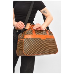 Сумка дорожня унісекс екошкіра коричневого кольору з принтом 202931L