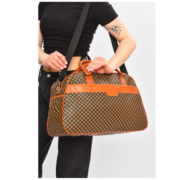 Сумка дорожная унисекс экокожа коричневого цвета с принтом 202931L