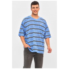 Футболка чоловіча батальна блакитного кольору 202974L