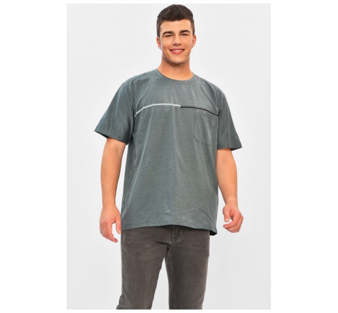 Футболка чоловіча батальна зеленого кольору 203049L