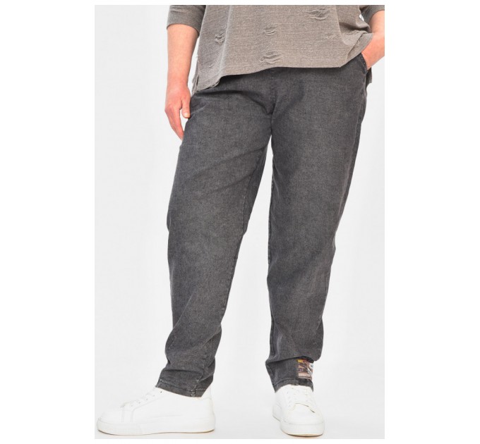 Джинсы женские батальные темно-серого цвета 203070L