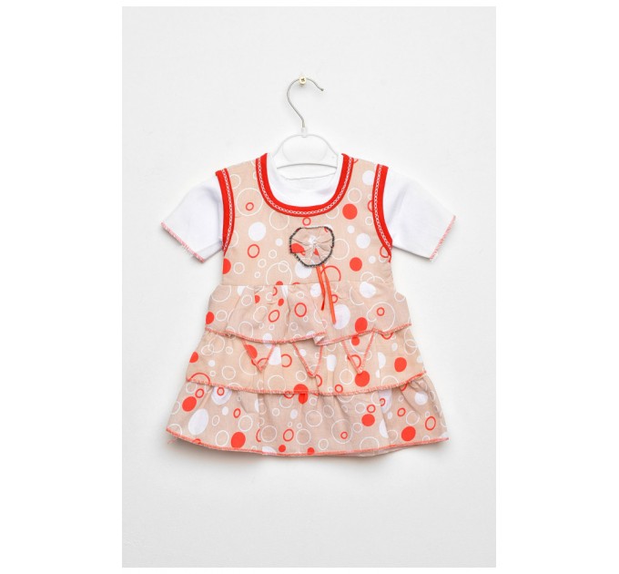 Сарафан+футболка дитячі для дівчинки бежевого кольору 203159L