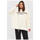 Худі жіноче на флісі молочного кольору з написом 203190L